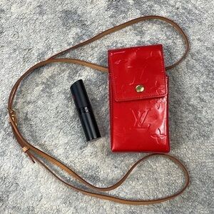 Louis Vuitton Monogram Vernis Green Cigarette Case Pochette TH0012 Rouge Red